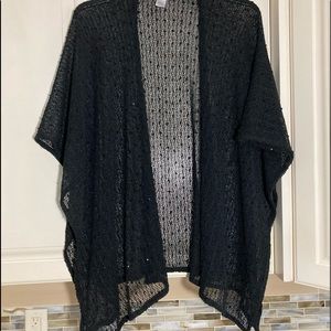 Black crochet sequin shawl jacket